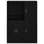 2 Piece Kitchen Cabinet Set Black Engineered Wood