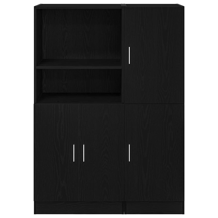 2 Piece Kitchen Cabinet Set Black Engineered Wood