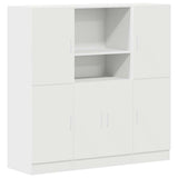 3 Piece Kitchen Cabinet Set White Engineered Wood - Front View