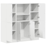 3 Piece Kitchen Cabinet Set White Engineered Wood - Top-Down View