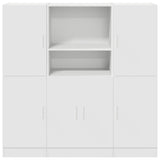 3 Piece Kitchen Cabinet Set White Engineered Wood