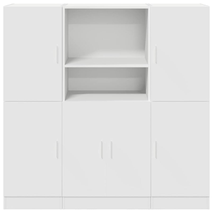 3 Piece Kitchen Cabinet Set White Engineered Wood