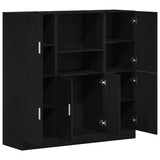 3 Piece Kitchen Cabinet Set Black Engineered Wood - Top-Down View
