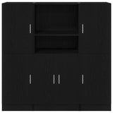 3 Piece Kitchen Cabinet Set Black Engineered Wood