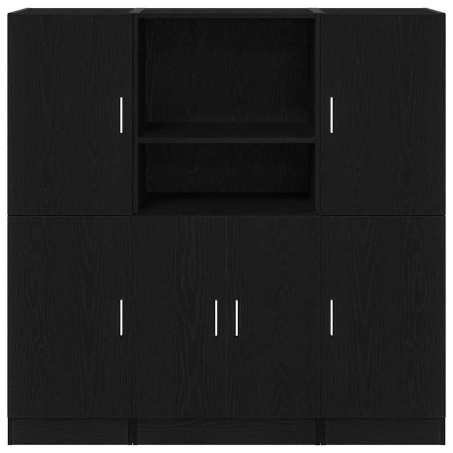 3 Piece Kitchen Cabinet Set Black Engineered Wood