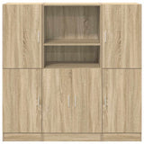 3 Piece Kitchen Cabinet Set Sonoma Oak Engineered Wood - 45-Degree Angle
