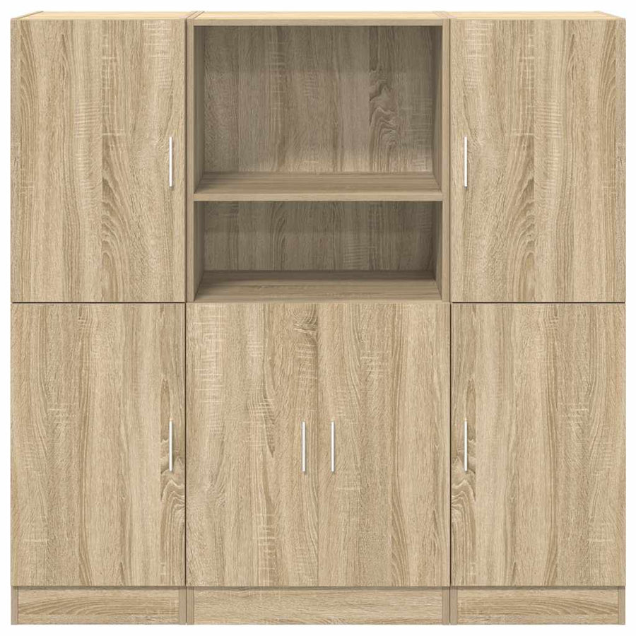 3 Piece Kitchen Cabinet Set Sonoma Oak Engineered Wood
