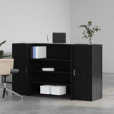 Reception Desk Black Oak 180x50x103.5 cm Engineered Wood - Side View