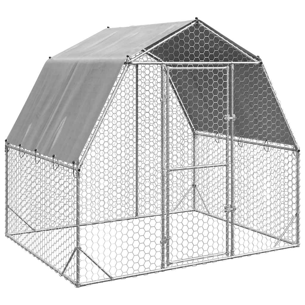 Chicken Run with Roof 2.5x2x2.25 m Galvanised Steel