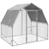 Chicken Run with Roof 2.5x2x2.25 m Galvanised Steel - Front View