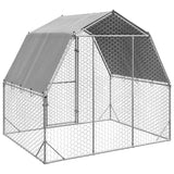 Chicken Run with Roof 2.5x2x2.25 m Galvanised Steel - 45-Degree Angle