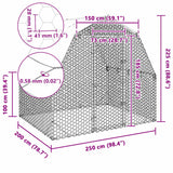 Chicken Run with Roof 2.5x2x2.25 m Galvanised Steel - Low Angle