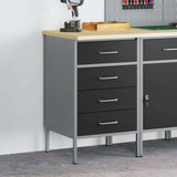 Work Bench with Drawer Black and Grey 50 x 55 x 85 cm - Side View