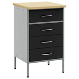 Work Bench with Drawer Black and Grey 50 x 55 x 85 cm - Front View