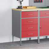 Work Bench with Drawer Red and Grey 50 x 55 x 85 cm