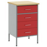Work Bench with Drawer Red and Grey 50 x 55 x 85 cm - Front View