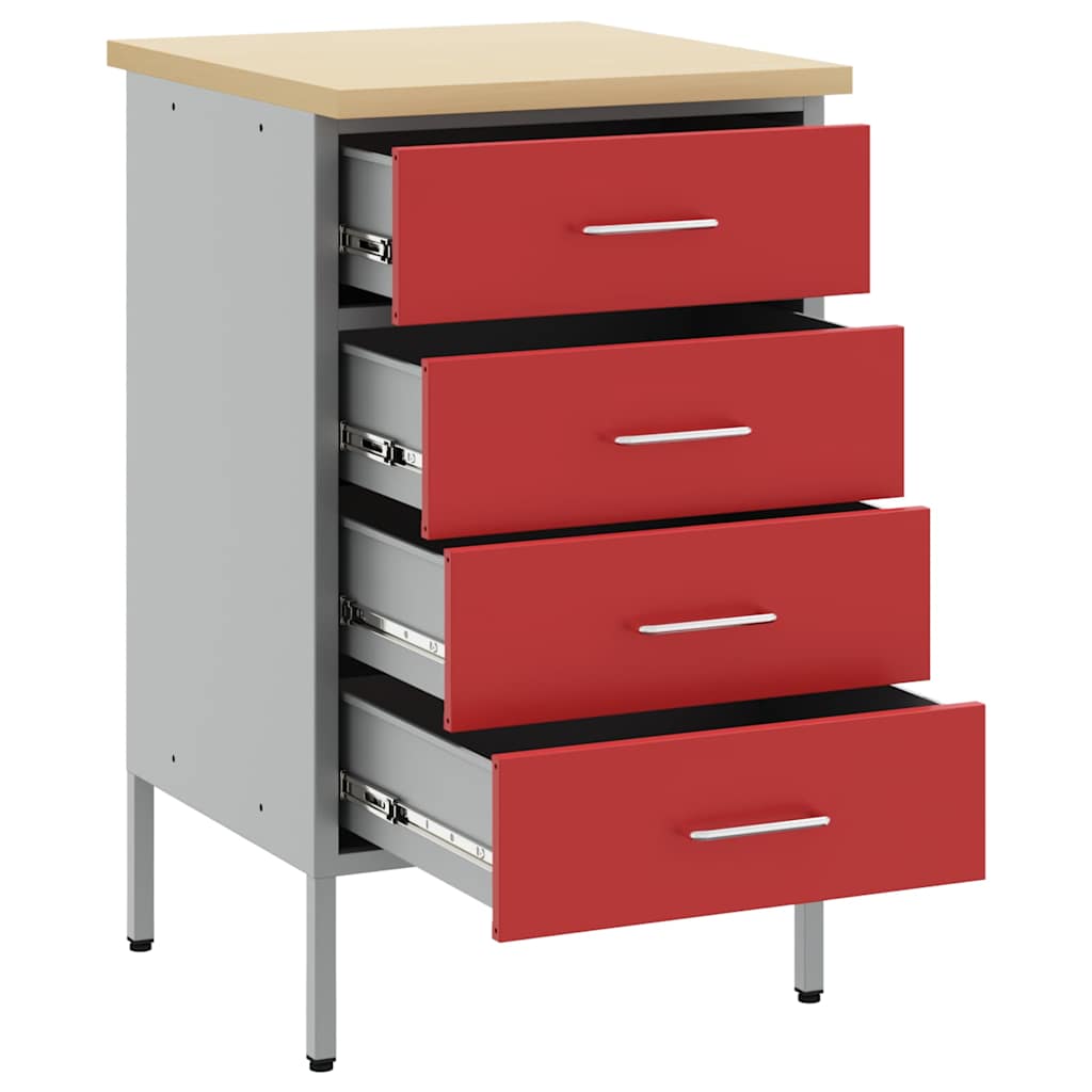 Work Bench with Drawer Red and Grey 50 x 55 x 85 cm