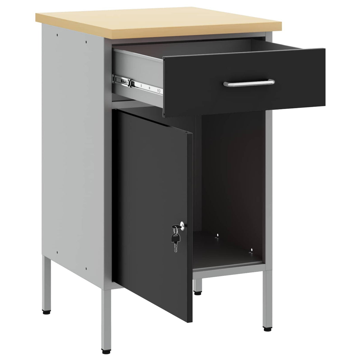 Work Bench with Drawer with Lock Black and Grey 50 x 55 x 85 cm