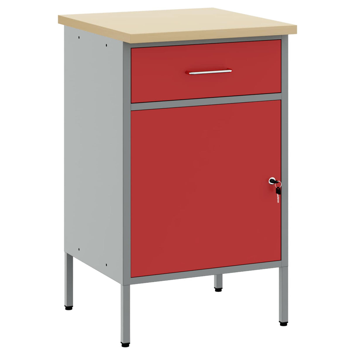 Work Bench with Drawer with Lock Red and Grey 50 x 55 x 85 cm