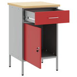 Work Bench with Drawer with Lock Red and Grey 50 x 55 x 85 cm - Front View