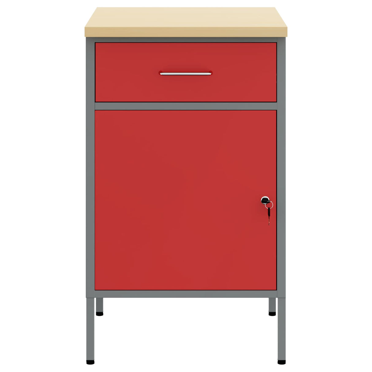Work Bench with Drawer with Lock Red and Grey 50 x 55 x 85 cm