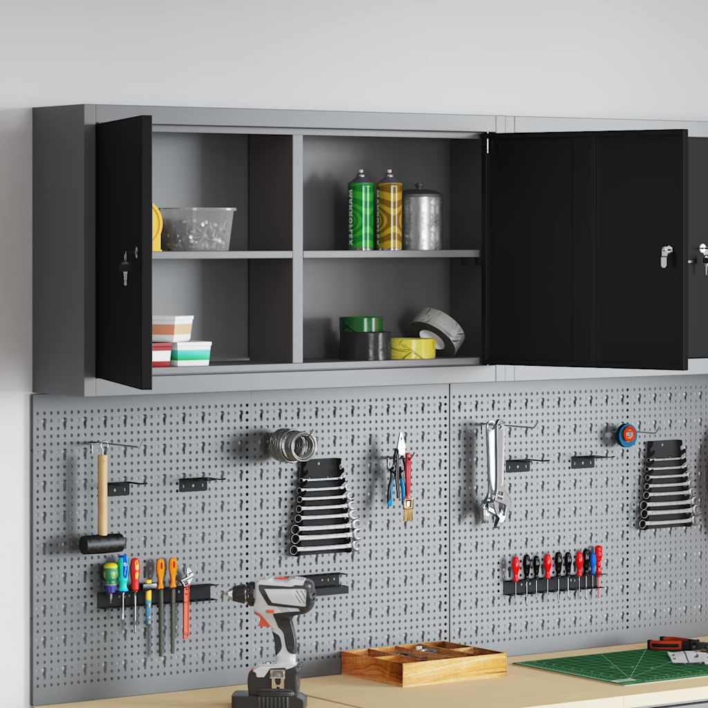 Tool Cabinet with Shelf Black and Grey 100 x 20 x 55 cm Steel