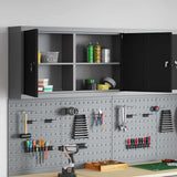 Tool Cabinet with Shelf Black and Grey 100 x 20 x 55 cm Steel - Top-Down View