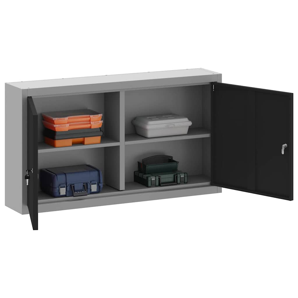 Tool Cabinet with Shelf Black and Grey 100 x 20 x 55 cm Steel