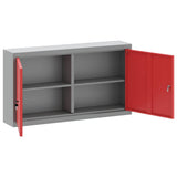Tool Cabinet with Shelf Red and Grey 100 x 20 x 55 cm Steel - 45-Degree Angle