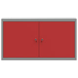 Tool Cabinet with Shelf Red and Grey 100 x 20 x 55 cm Steel - Close-Up Angle