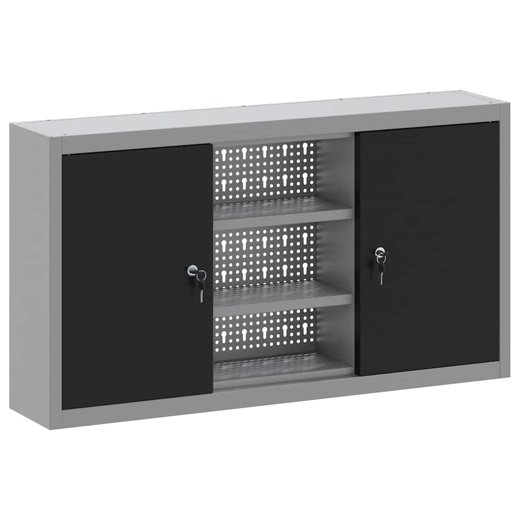 Tool Cabinet with Shelf Black and Grey 100 x 20 x 55 cm Steel