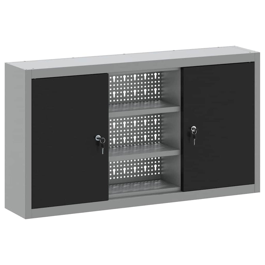 Tool Cabinet with Shelf Black and Grey 100 x 20 x 55 cm Steel