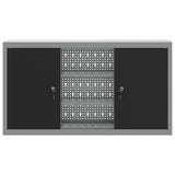 Tool Cabinet with Shelf Black and Grey 100 x 20 x 55 cm Steel - Close-Up Angle