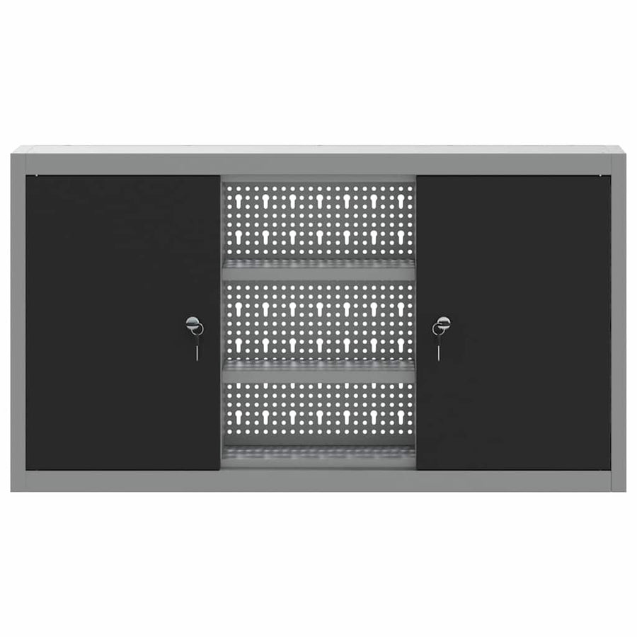 Tool Cabinet with Shelf Black and Grey 100 x 20 x 55 cm Steel