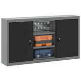 Tool Cabinet with Shelf Black and Grey 100 x 20 x 55 cm Steel - Side View