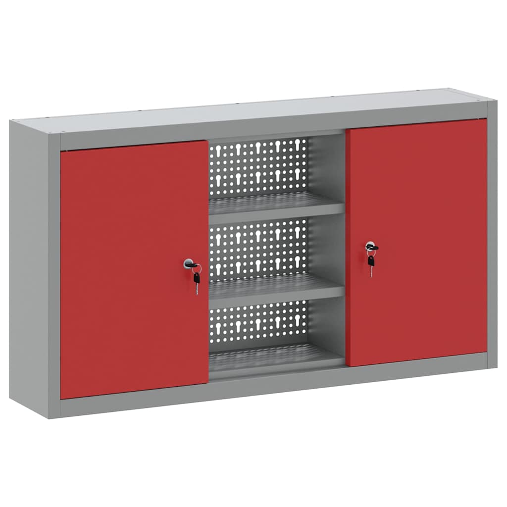 Tool Cabinet with Shelf Red and Grey 100 x 20 x 55 cm Steel