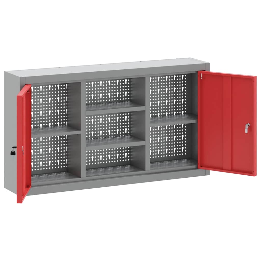 Tool Cabinet with Shelf Red and Grey 100 x 20 x 55 cm Steel