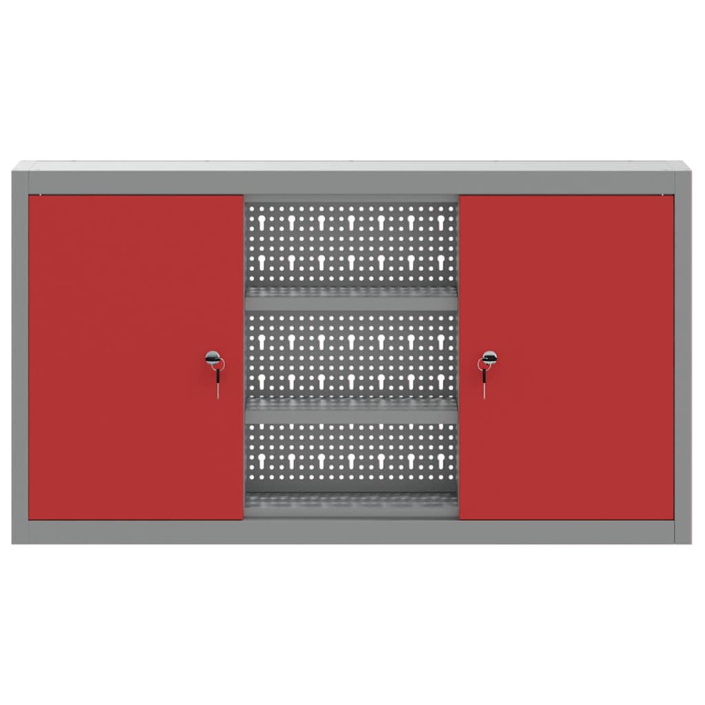 Tool Cabinet with Shelf Red and Grey 100 x 20 x 55 cm Steel