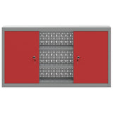 Tool Cabinet with Shelf Red and Grey 100 x 20 x 55 cm Steel - Rear View