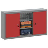 Tool Cabinet with Shelf Red and Grey 100 x 20 x 55 cm Steel - Side View
