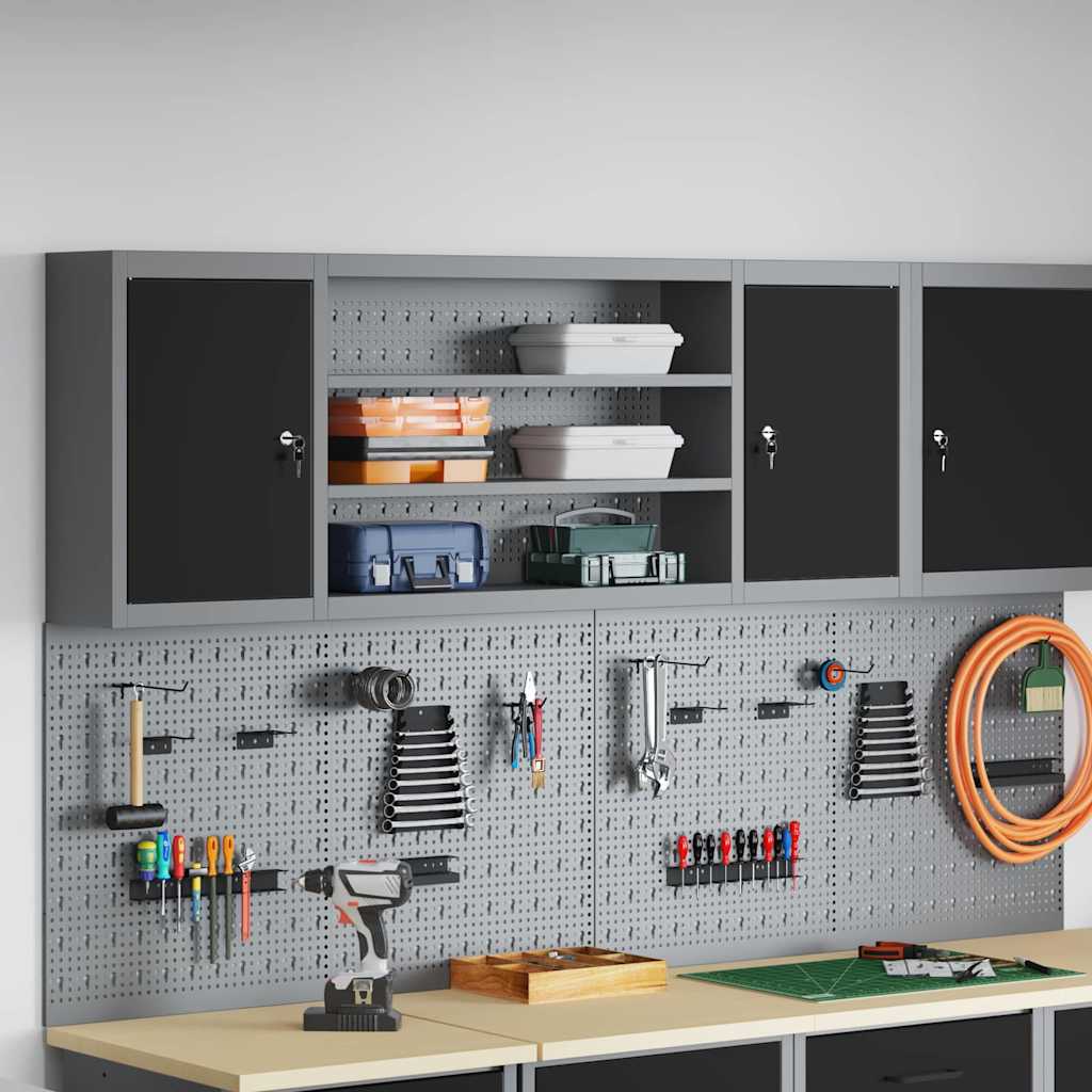 Tool Cabinet with Shelf Black and Grey 150 x 20 x 55 cm Steel