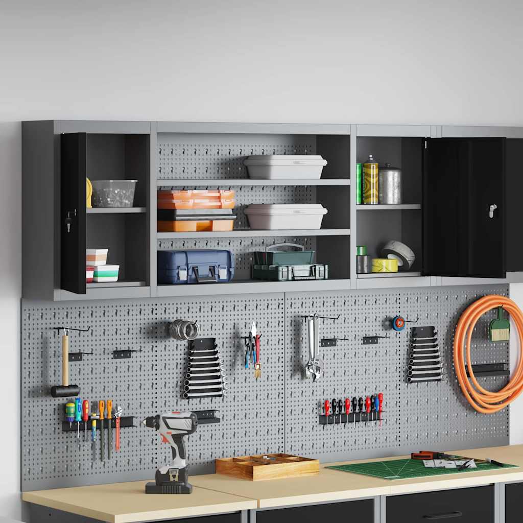 Tool Cabinet with Shelf Black and Grey 150 x 20 x 55 cm Steel