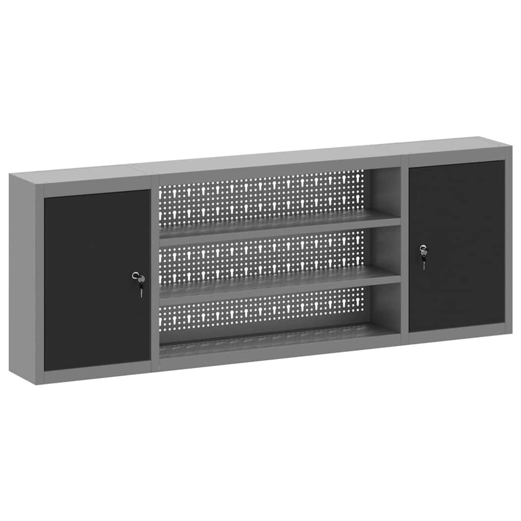 Tool Cabinet with Shelf Black and Grey 150 x 20 x 55 cm Steel