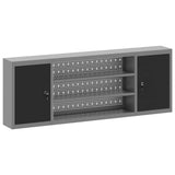 Tool Cabinet with Shelf Black and Grey 150 x 20 x 55 cm Steel - Front View