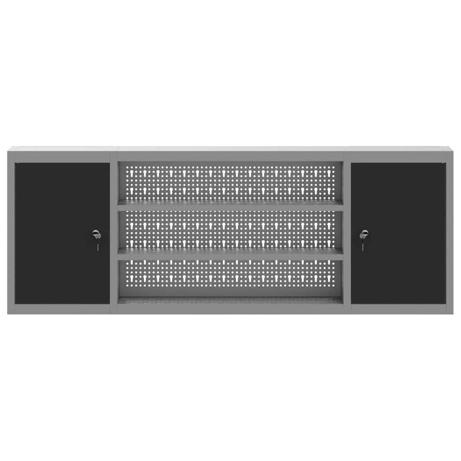 Tool Cabinet with Shelf Black and Grey 150 x 20 x 55 cm Steel