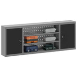 Tool Cabinet with Shelf Black and Grey 150 x 20 x 55 cm Steel - Side View