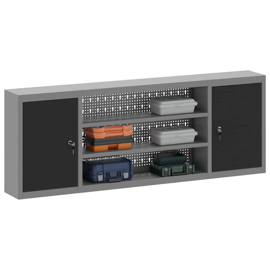Tool Cabinet with Shelf Black and Grey 150 x 20 x 55 cm Steel