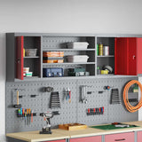 Tool Cabinet with Shelf Red and Grey 150 x 20 x 55 cm Steel - Top-Down View
