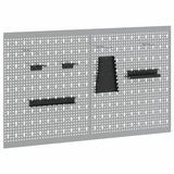 Tool Wall Panel 2 pcs Grey 100 x 1 x 60 cm Steel - Front View