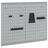 Tool Wall Panel 2 pcs Grey 100 x 1 x 80 cm Steel - Front View